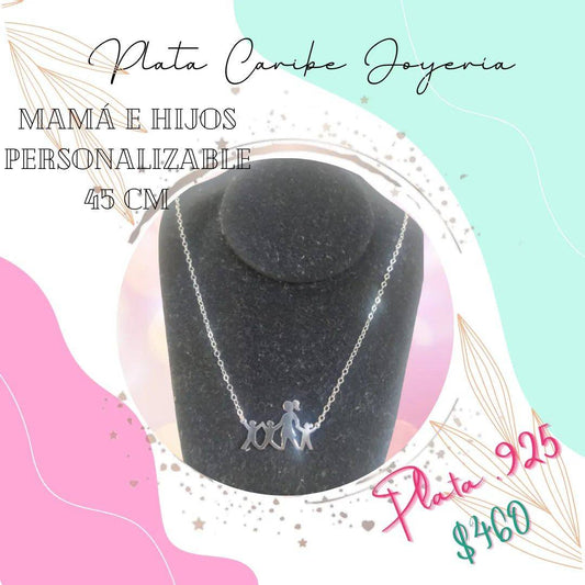 Collar Mamá e Hijos Personalizado Plata .925