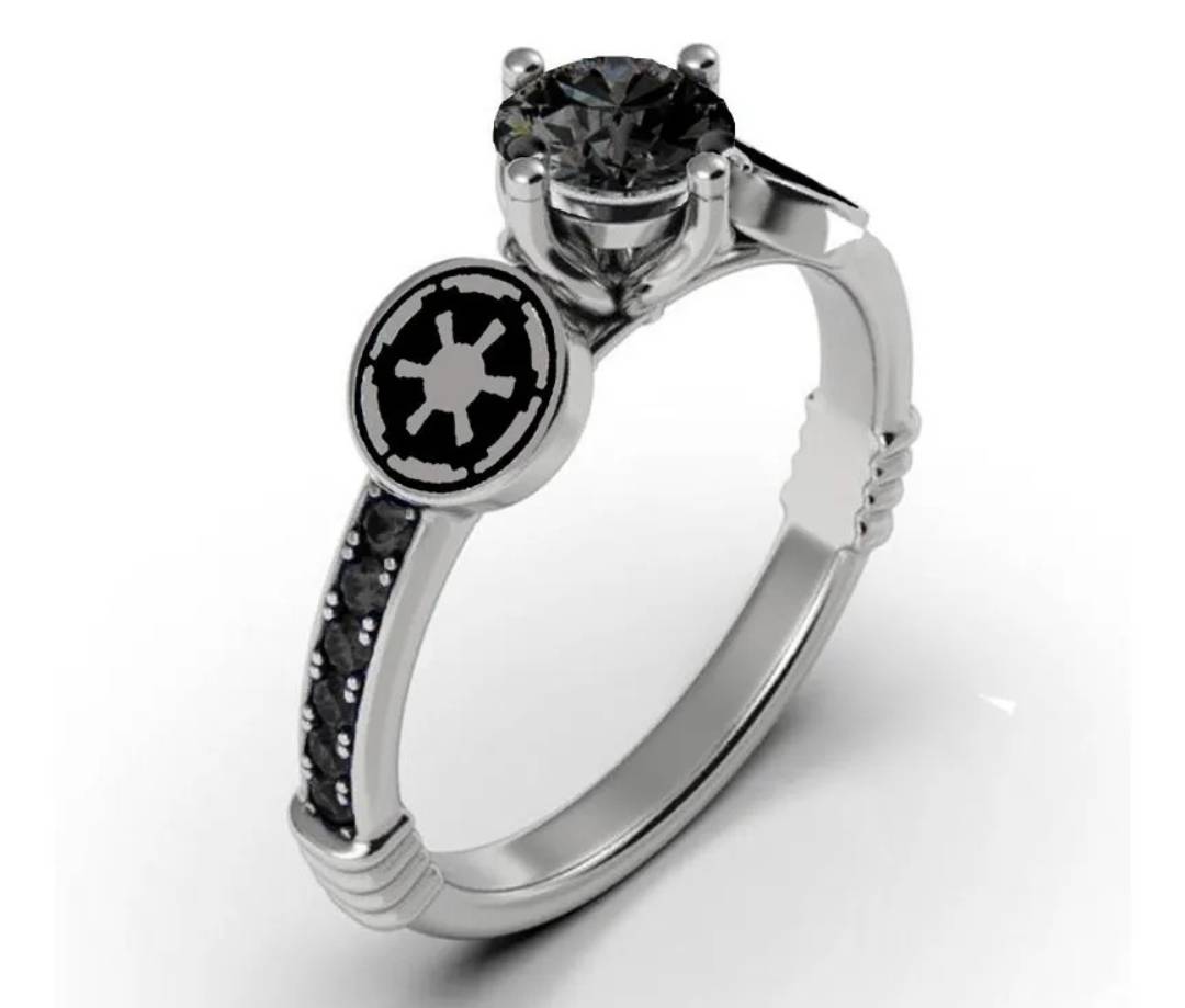 Anillo de Compromiso Star Wars Imperio Gal ctico Plata Caribe